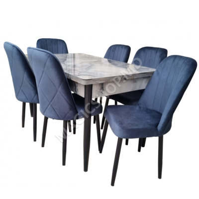 Комплект для столовой 80x130/170 см Marmol 6 стульев